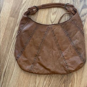 Brown leather handbag